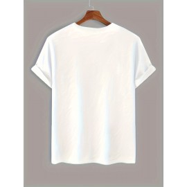 4pieces Men's Stylish Smiling Face Pattern Shirt, Casual Slightly Stretch Breathable Crew Neck Short Sleeve Tee Top For City Walk Street Hanging Outdoor Activities